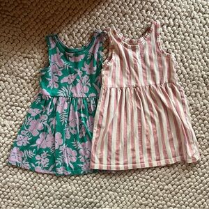 H&M Kids Dresses - Green Floral and Pink Striped